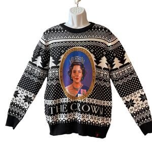 Netflix The Crown Queen Elizabeth Olivia Coleman Ugly Christmas Sweater Size L